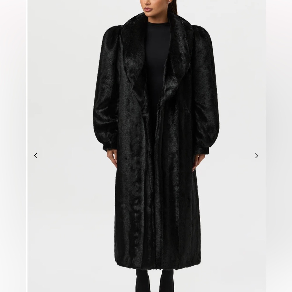 Naked Wardrobe Faux Mink Long Coat - Picture 4 of 9